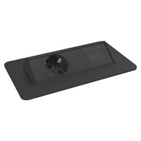 Axessline QuickBox - 1 eluttag typ F, 2 USB-A laddare, svart